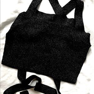 Aritzia Wilfred Cayenne Knot Top - Sparkly Black